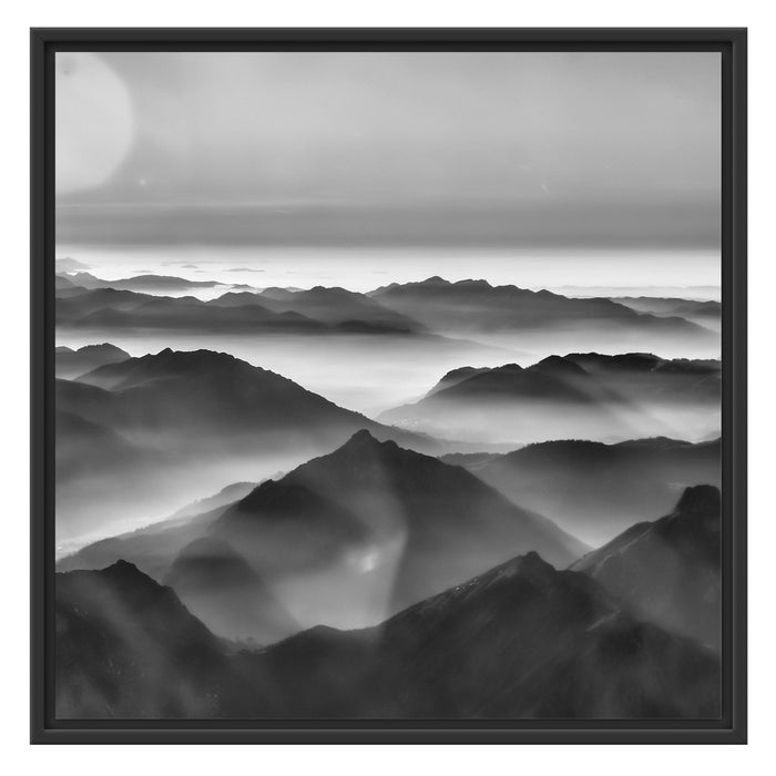 Wunderschöne Alpenberge Schattenfugenrahmen Quadratisch 70x70