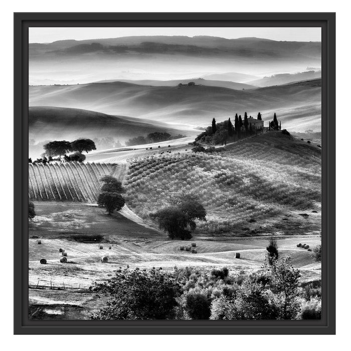 Toskana Landschaft Schattenfugenrahmen Quadratisch 55x55