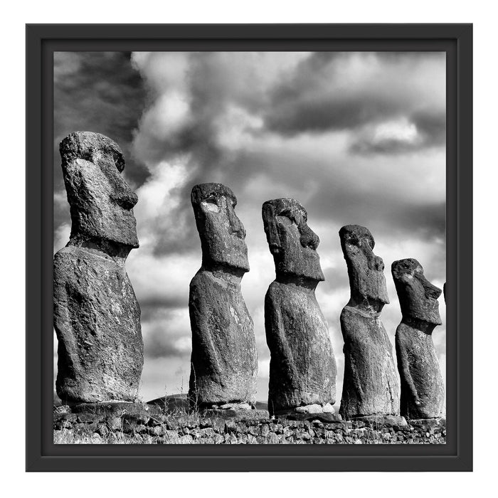 Moai Statuen auf den Osterinseln Schattenfugenrahmen Quadratisch 40x40