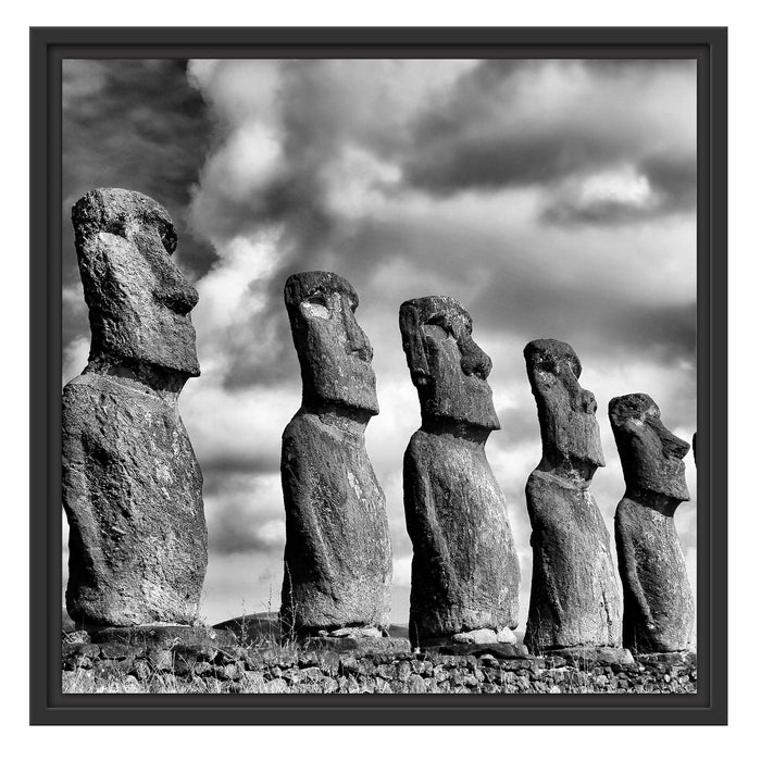 Moai Statuen auf den Osterinseln Schattenfugenrahmen Quadratisch 55x55