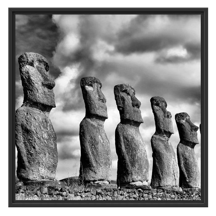 Moai Statuen auf den Osterinseln Schattenfugenrahmen Quadratisch 70x70