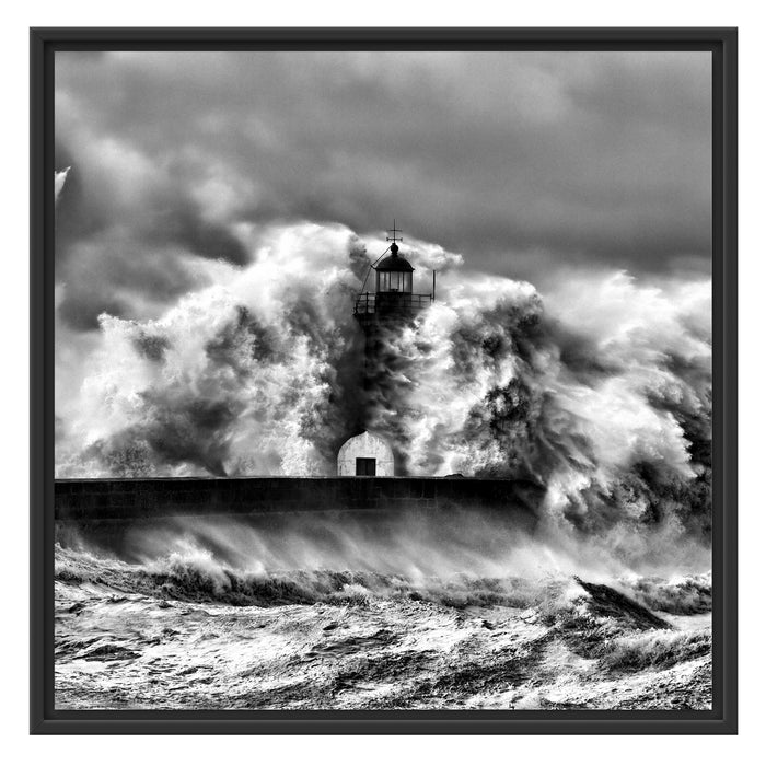 Leuchtturm im Sturm Schattenfugenrahmen Quadratisch 70x70