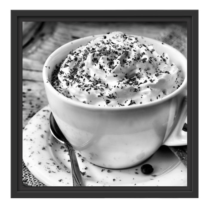 Kaffee mit viel Creme Schattenfugenrahmen Quadratisch 40x40