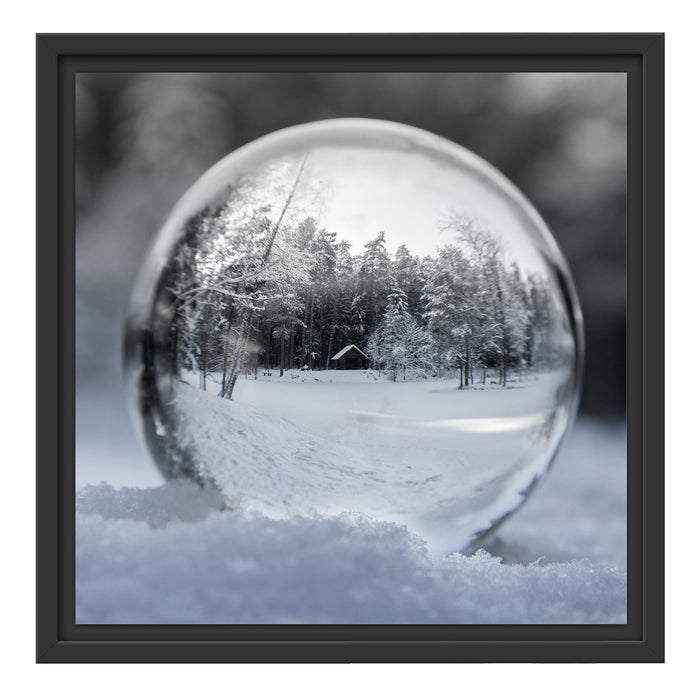 Eiskugel Winterlandschaft Schattenfugenrahmen Quadratisch 40x40