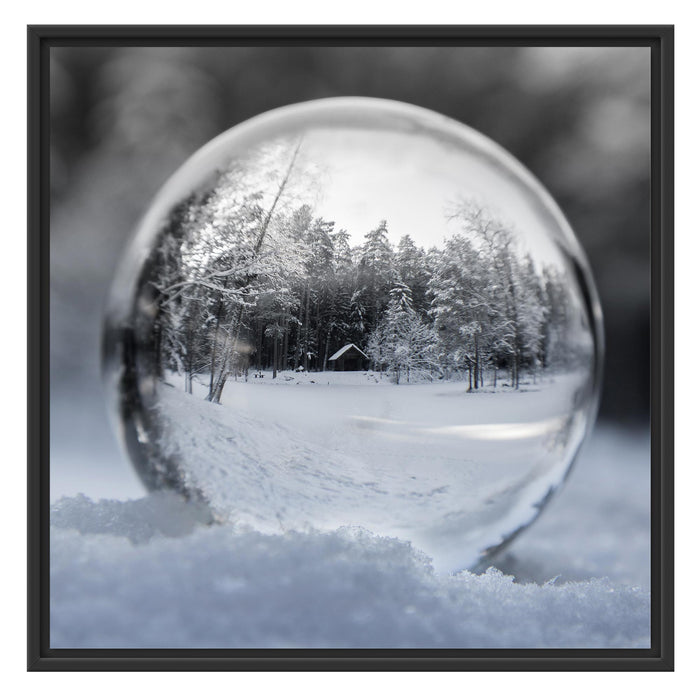 Eiskugel Winterlandschaft Schattenfugenrahmen Quadratisch 70x70