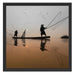 Fischer beim Angeln in Thailand Schattenfugenrahmen Quadratisch 55x55