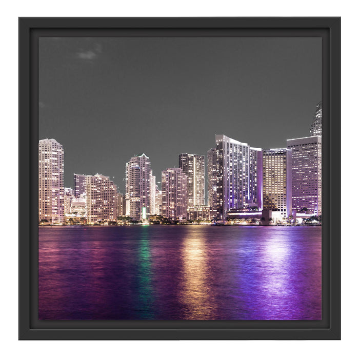 Skyline von Miami Florida Schattenfugenrahmen Quadratisch 40x40