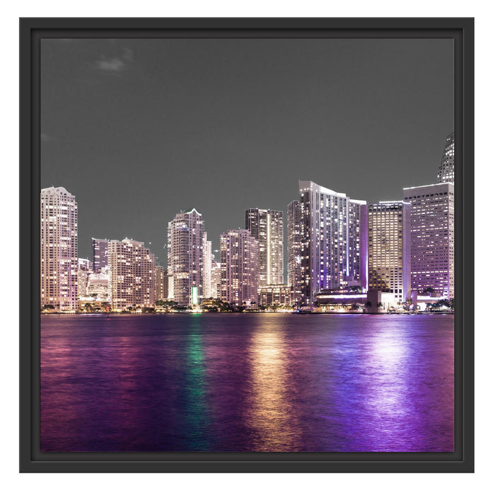 Skyline von Miami Florida Schattenfugenrahmen Quadratisch 55x55