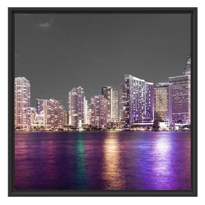 Skyline von Miami Florida Schattenfugenrahmen Quadratisch 70x70