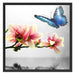 Schmetterling mit Magnolien-Blüte Schattenfugenrahmen Quadratisch 70x70