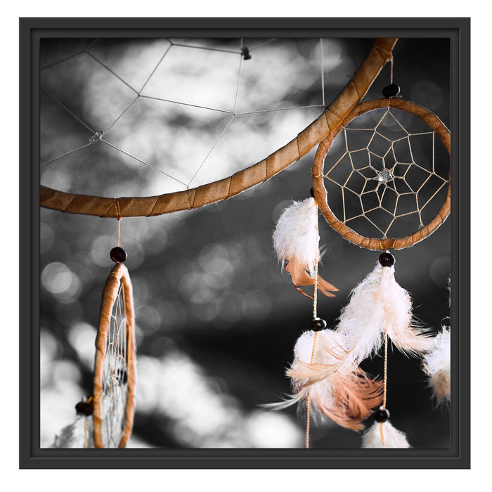 Traumfänger Kunst B&W Schattenfugenrahmen Quadratisch 55x55