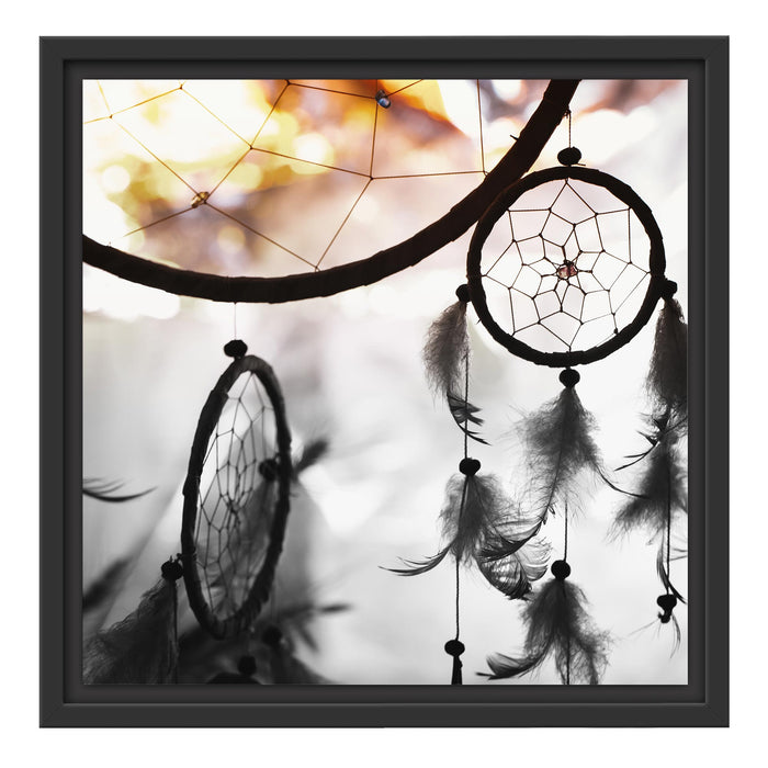 Traumfänger bei Sonnenuntergang Schattenfugenrahmen Quadratisch 40x40