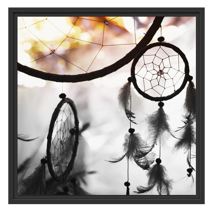 Traumfänger bei Sonnenuntergang Schattenfugenrahmen Quadratisch 55x55