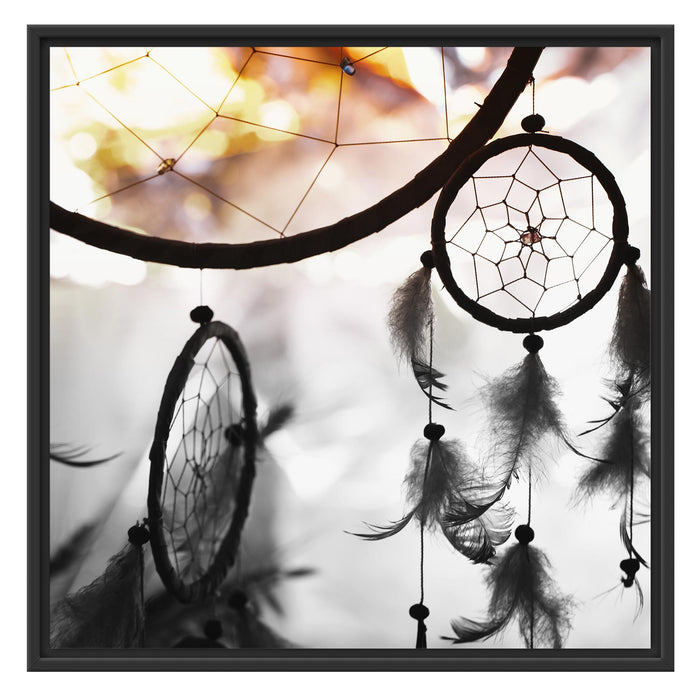 Traumfänger bei Sonnenuntergang Schattenfugenrahmen Quadratisch 70x70