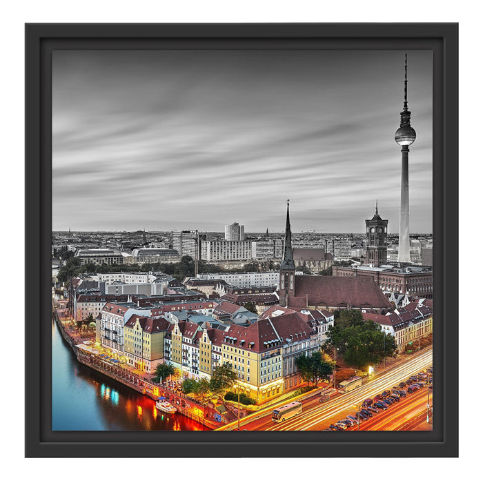Berlin City Panorama Schattenfugenrahmen Quadratisch 40x40