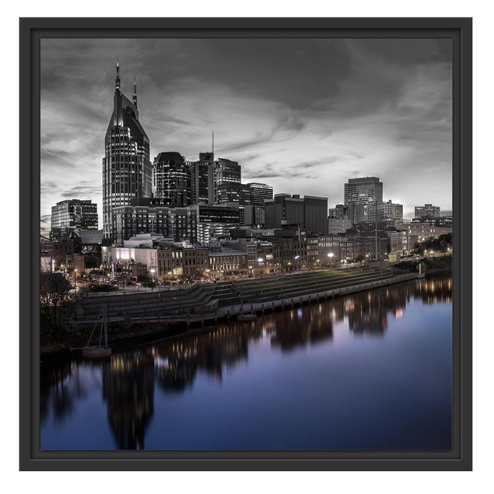 Nashville Skyline Panorama Schattenfugenrahmen Quadratisch 55x55