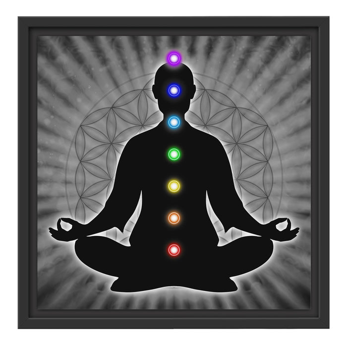 Meditation mit den 7 Chakren Schattenfugenrahmen Quadratisch 40x40