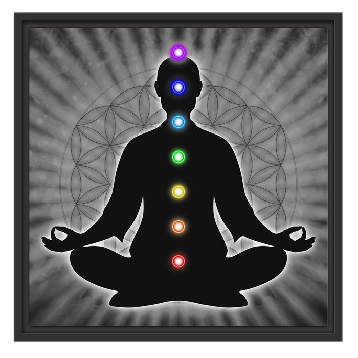 Meditation mit den 7 Chakren Schattenfugenrahmen Quadratisch 55x55