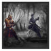 Kampf zwischen Samurai und Ninja Schattenfugenrahmen Quadratisch 70x70