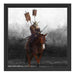 Samurai Krieger auf einem Pferd Schattenfugenrahmen Quadratisch 40x40
