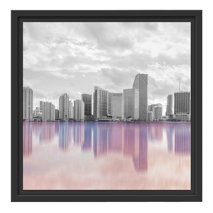Miami Florida Skyline Schattenfugenrahmen Quadratisch 40x40