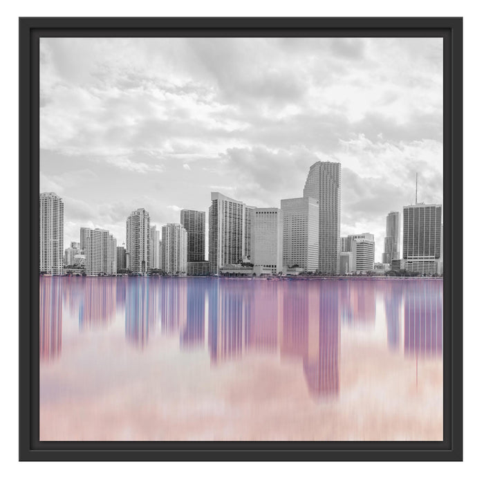 Miami Florida Skyline Schattenfugenrahmen Quadratisch 55x55