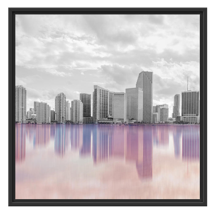 Miami Florida Skyline Schattenfugenrahmen Quadratisch 70x70