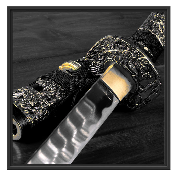 strahlendes Samurai-Schwert Schattenfugenrahmen Quadratisch 70x70