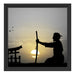 Samurai-Meister vor Horizont Schattenfugenrahmen Quadratisch 40x40