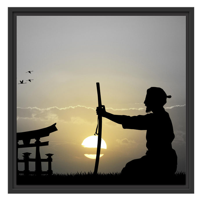 Samurai-Meister vor Horizont Schattenfugenrahmen Quadratisch 55x55