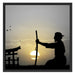 Samurai-Meister vor Horizont Schattenfugenrahmen Quadratisch 70x70