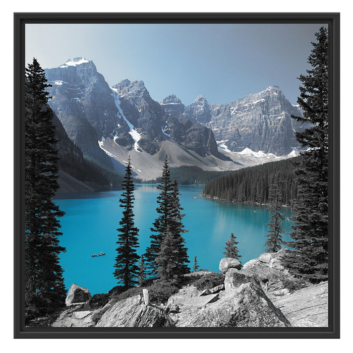 Moraine Lake kanadische Berge Schattenfugenrahmen Quadratisch 70x70