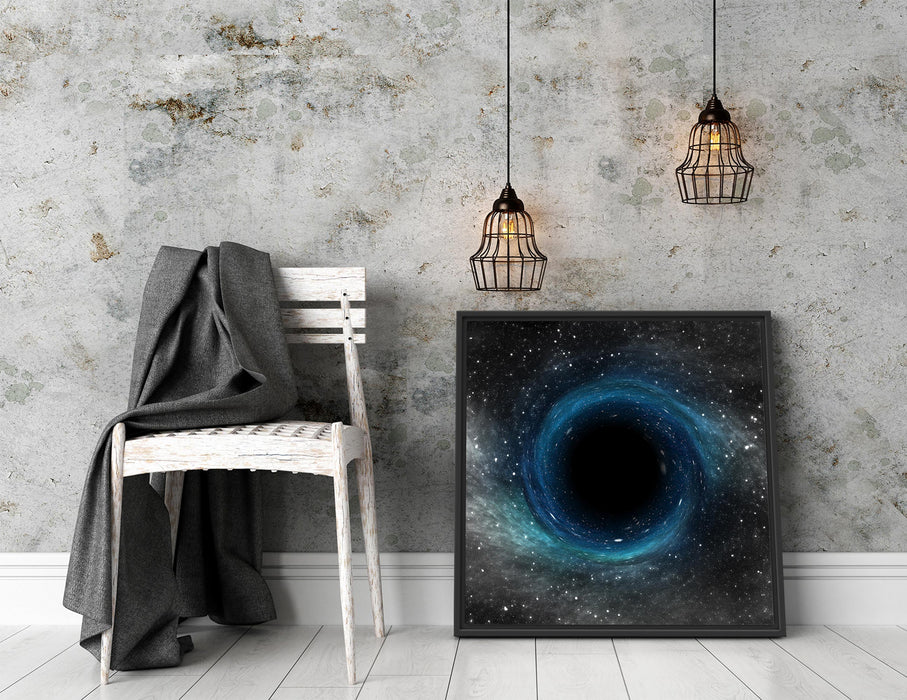 Schwarzes Loch im Weltall Quadratisch Schattenfugenrahmen Dekovorschlag