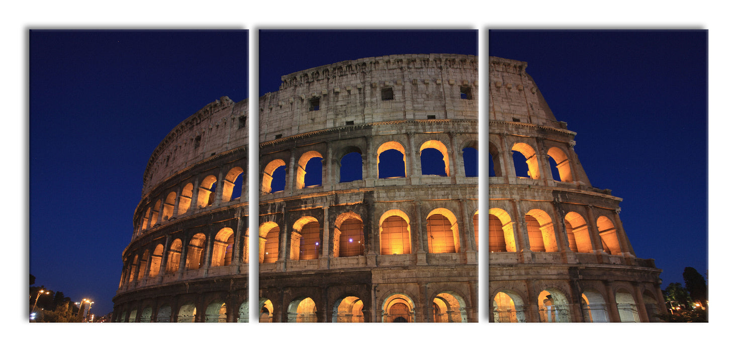 Colosseum in Rom, XXL Leinwandbild als 3 Teiler