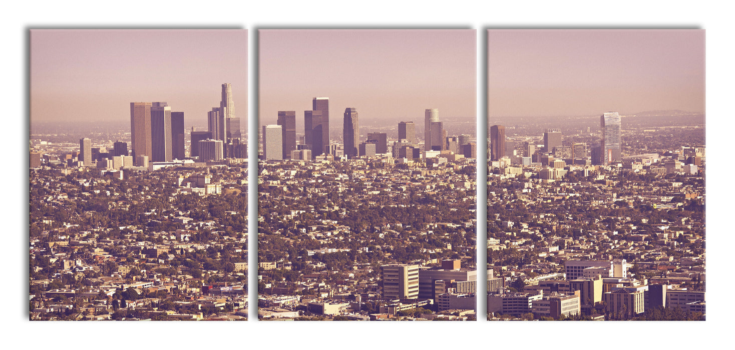 Skyline von Los Angeles, XXL Leinwandbild als 3 Teiler