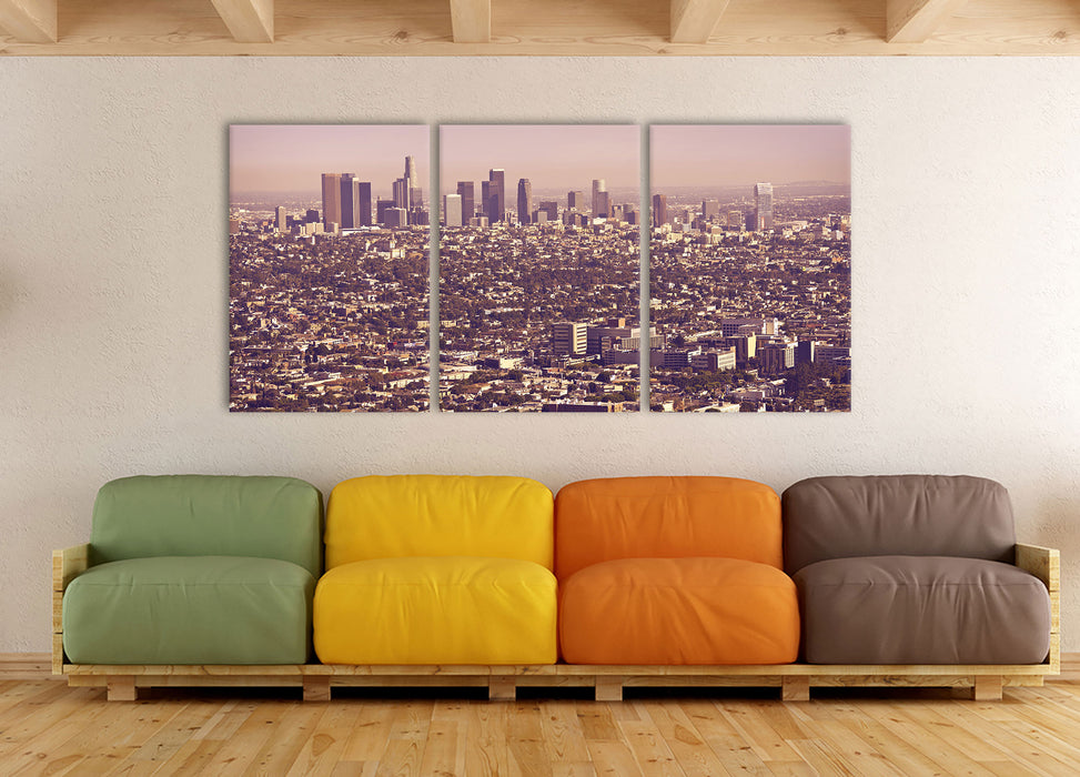 Skyline von Los Angeles, XXL Leinwandbild als 3 Teiler