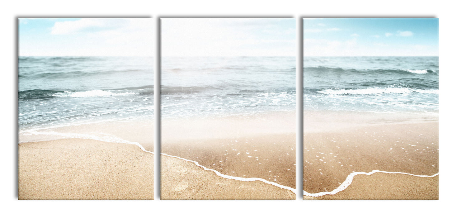 Wunderschöner weißer Sandstrand, XXL Leinwandbild als 3 Teiler