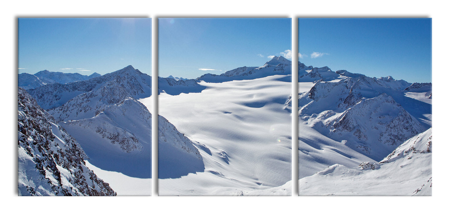 Atemberaubende Winterlandschaft, XXL Leinwandbild als 3 Teiler