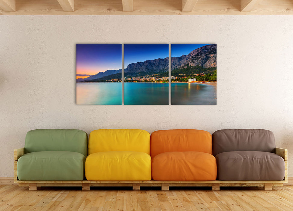 Meer an Traumstadt, XXL Leinwandbild als 3 Teiler