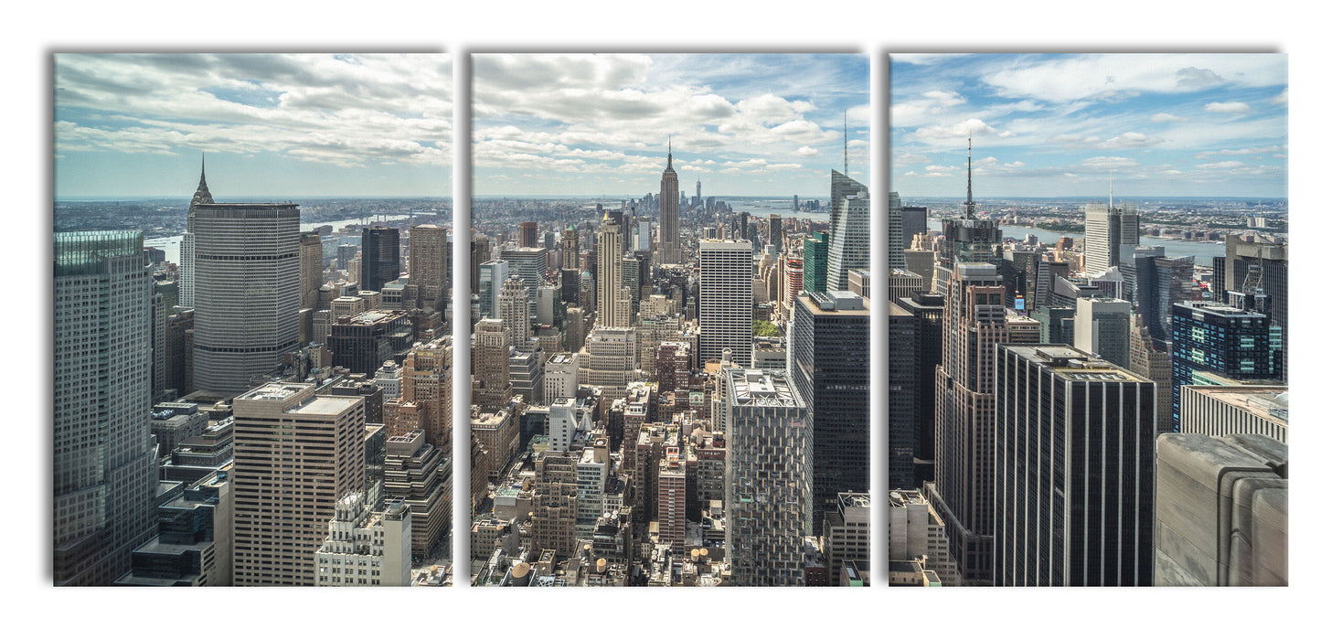 New York Skyline, XXL Leinwandbild als 3 Teiler