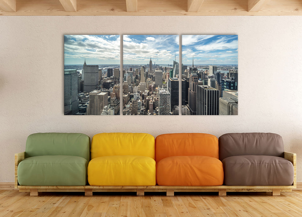 New York Skyline, XXL Leinwandbild als 3 Teiler