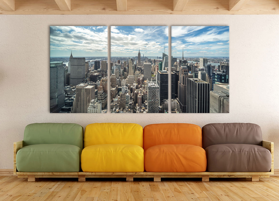 New York Skyline, XXL Leinwandbild als 3 Teiler