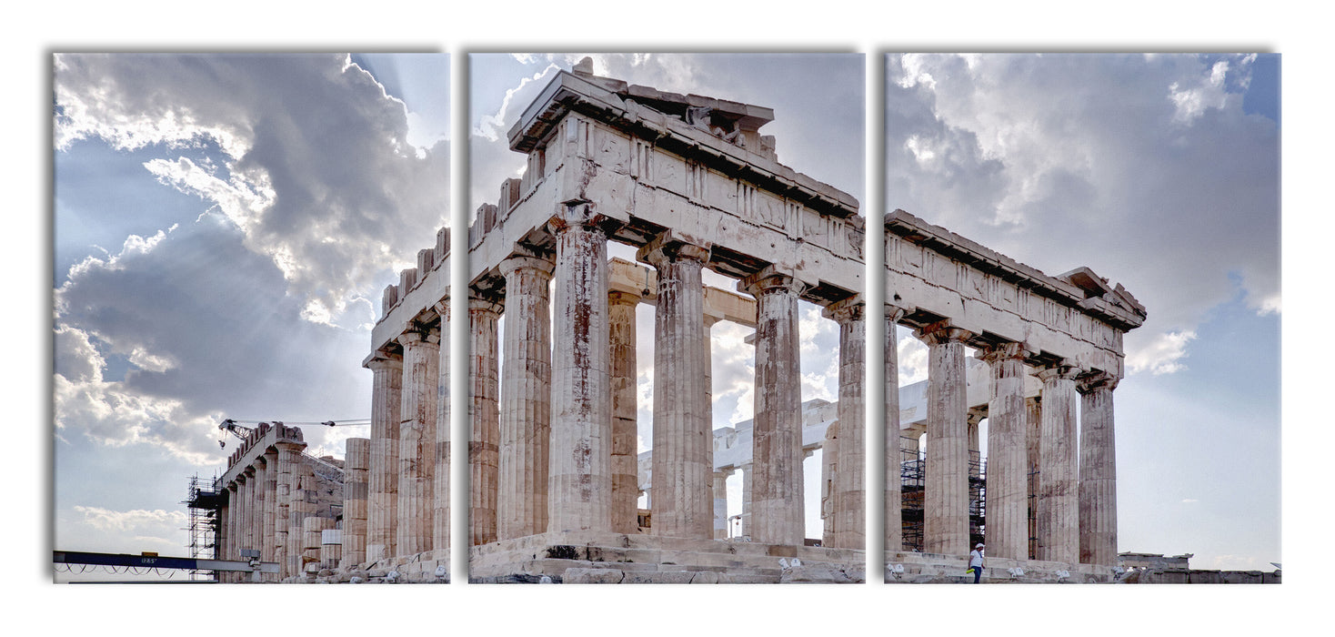 Antike Säulen Griechenland, XXL Leinwandbild als 3 Teiler