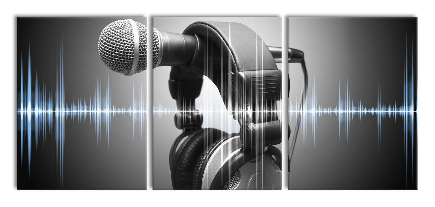Mikrofon, XXL Leinwandbild als 3 Teiler