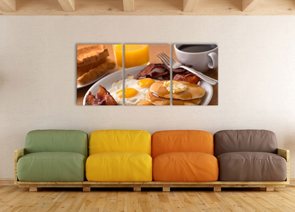 Frühstück, XXL Leinwandbild als 3 Teiler