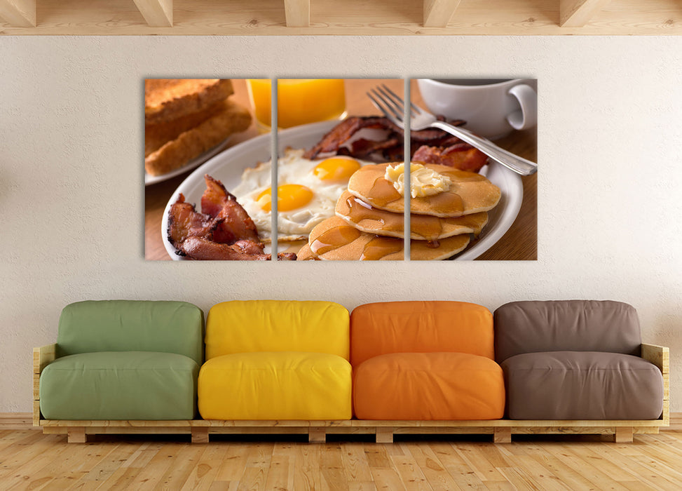 Frühstück, XXL Leinwandbild als 3 Teiler