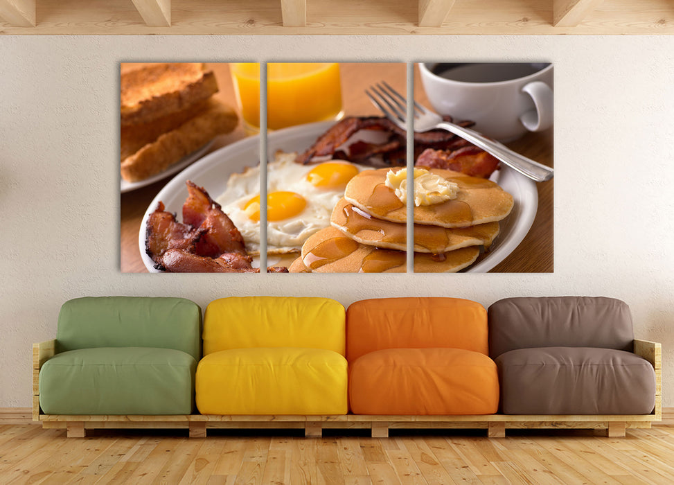 Frühstück, XXL Leinwandbild als 3 Teiler