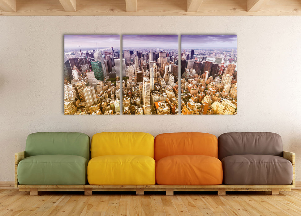 Skyline New York, XXL Leinwandbild als 3 Teiler