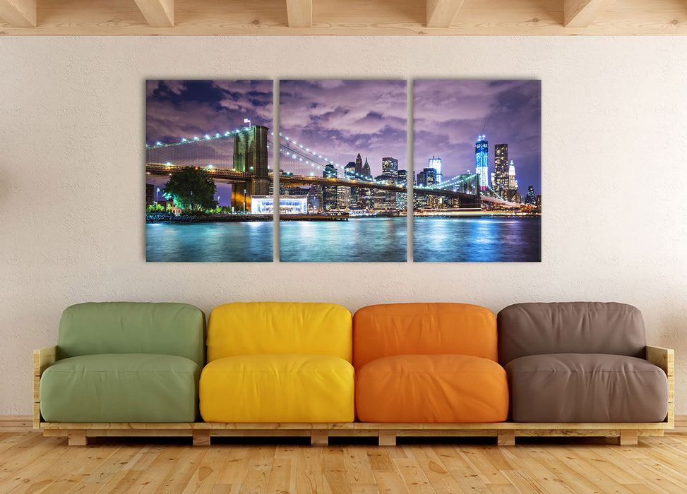 Skyline New York, XXL Leinwandbild als 3 Teiler