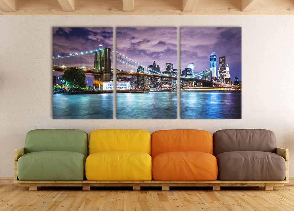 Skyline New York, XXL Leinwandbild als 3 Teiler